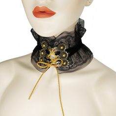 Effortlessly achieve your steampunk look with this jewelry set! Steampunk jewelry for women Pendant size: 2.5cm Material: lace Included: choker and a pair of earrings Punk Style Costume Jewelry Choker, Punk Costume Choker Jewelry, Punk Style Costume Choker Jewelry, Elegant Costume Jewelry Choker, Gold Punk Choker For Gift, Punk Style Gold Choker Gift, Gothic Gold Party Jewelry, Gold Gothic Jewelry For Parties, Elegant Halloween Costume Jewelry