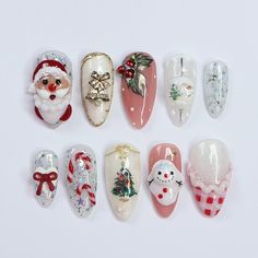 Celebrate the warmth and wonder of the season with our Christmas 2024 Handmade Press-On Nails! ✨🎄Each set is lovingly crafted with exclusive festive designs, bringing the sparkle and joy of the season right to your fingertips. Imagine your nails dazzling at holiday parties, glowing by the fire during cozy nights, or becoming the perfect gift that lights up someone’s day. 🎁💅 These nails are more than an accessory—they’re a piece of the holiday spirit. All nails are made to order Come in all sh 2024 Christmas Nails, Lily Nails, Photo Shape, Medium Almond, Bell Design, Candy Cane Christmas, Christmas Bell