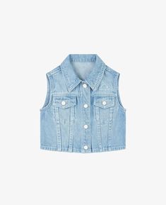 An adorable vintage staple, this Denim Vest is a fashion piece you didn’t know your child needed until now. This vest is all about the details and featuring two front pockets, Petite Revery buttons, and a daydreamer cloud embroidery. Made from TENCEL™ Denim, it feels soft against the skin but can withstand wear and tear. TENCEL™ Denim is an eco-friendly denim that is produced using less water than conventional denim. We love it because not only is it sustainable but the denim has a long lasting Trendy Button-up Cotton Vest, Trendy Cotton Denim Vest With Snap Buttons, Spring Denim Button-up Vest, Denim Blue Vest With Button Closure For Spring, Spring Cotton Denim Vest With Snap Buttons, Summer Cotton Vest With Snap Buttons, Trendy Cotton Vest With Snap Buttons, Spring Denim Blue Buttoned Vest, Medium Wash Button-up Vest For Spring