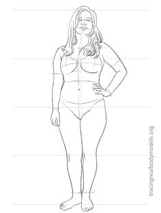 a line drawing of a woman's body, with the measurements for her size