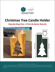 the christmas tree candle holder is made from wood