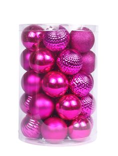 PRICES MAY VARY. Christmas Ball Ornaments (hook included).These shatterproof Christmas tree balls are combine the beauty and luster of real glass with the unbreakable practicality of plastic.All the balls are well-paint,and for the glitter balls,the glitter won't fall out easily!They are dazzling even you watch close up！ Size: 4CM(1.5 Inch) Color: Hot Pink Package includes: 34pcs Ideal to decorate small tabletop tree, small places and tips of standard tree. Perfect home decor for a variegated di Fuschia Christmas Decor, Pink Holiday Decor, Hot Pink Christmas Aesthetic, Girly Christmas Decor, Pink And Red Christmas Decor, Hot Pink Christmas Tree, Solo Christmas, Pink Christmas Tree Decorations, Pink Christmas Ornaments