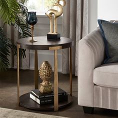 a living room scene with focus on the end table