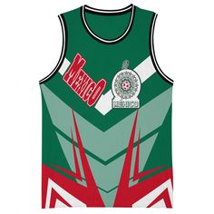 Mexico Sporty Style Basketball JerseyDescriptionProduct Details: This jersey is made from Mesh fabric, sleeveless, breathable, and quick dry. This is the best ideal for hip-hop party, retro party, basketball, lacrosse, any type of training, Chrismas gift and daily life. Thread line color is black or Black only Each item is custom printed, cut, and sewn just for you when you place your order – there may be small differences in the design on the seams due to the custom nature of the production pro Sleeveless Jersey With Sublimation Print, Sleeveless Jersey With Team Name, Breathable Team-colored Sleeveless Jersey, Team-colored Sleeveless Breathable Jersey, Game Day Sleeveless Jersey With Team Logo, Sleeveless Team Logo Jersey For Game Day, Sleeveless Jersey With Team Logo For Game Day, Sleeveless Game Day Jersey With Team Logo, Sleeveless Basketball Jersey With Team Name