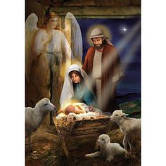 a nativity scene with baby jesus in the manger