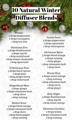 New Years Essential Oil Blends, Essential Oil Recipes Christmas, Christmas Oil Diffuser Blends, January Essential Oil Blends, Christmas Aromatherapy Blend, Wintergreen Diffuser Blend, Balsam Fir Essential Oil Blends, Christmas Oil Blends