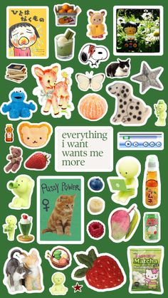 an assortment of stickers that say everything i want wants me more than fruit and vegetables