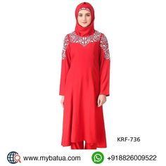 Heavy Embroidered Tunic #kurtis #dubai #middleeast #hijabista #ramadan #duai #maxidress Arab Dress, Utility Pockets, Contrast Piping, Embroidered Tunic, Niqab, Abaya Fashion, Red Fabric, Salwar Kameez, Anarkali