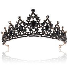 PRICES MAY VARY. Classic Design - It is a dazzling and beautiful crown for women girls. With the shiny, attractive, beautiful rhinestones paved on the crown, your feeling like a princess or a queen when wearing it. Make the most stunning at any occasions decorated for the special women and girls.This crown is lucky and beautiful, just to meet the perfect you. Material - Black crowns are made of alloy, rhinestone and crystal. It is a shiny, charming handmade product, suitable for women and girls. Tiara For Wedding, Crowns For Women, Black Tiara, Queens Tiaras, Head Crown, Bride Crown, Diamond Hair, Crown For Women, Crystal Bridal Tiaras