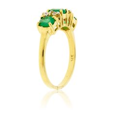 14K Yellow Gold 1.0ctw Emerald & .06ctw Diamond Ring Product Details Ring Information Center Gemstone Accent Stones Style #: ROY 22EM Type: Emerald Type: Diamond Metal Type: 14K Yellow Gold Shape: Oval Cut Shape: Round Number: 3 Number: 4 Carat Weight: 1.0ctw Carat Weight: .06ctw Product Measurements Widest Width (A): 6.0mm Thickness (B): 5.15mm Band Width (C): 1.95mm Shipping & Processing: Standard Shipping is Free and typically takes 2-3 Days! In Stock in Yellow Gold: Ships in 2-3 Days Made to 3 Number, Park City Ut, Diamond Accent Ring, Information Center, Detailed Ring, Ring Stand, Number 4, Number 3, Emerald Diamond