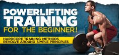 a poster advertising a power lifting training for the beginner, featuring a man squatting on a barbell