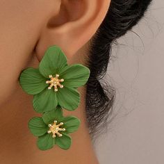 Summer Bloom Green Metal Floral Earrings Bundle & Save! Gold Statement Earrings Colorful Statement Earrings, Floral Clay Earrings, Clay Crafts Air Dry, Paper Earrings, Green Metal, Dream Business, Earring Making, Earring Bundle, Gold Statement Earrings