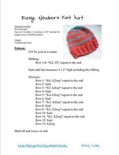 a knitted hat with instructions for knitting