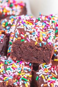 chocolate brownies with sprinkles and milk