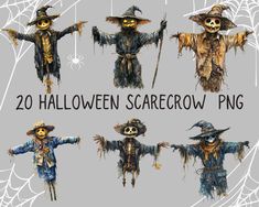 halloween scarecrow png clipart set for scrapbooking and digital collages