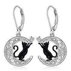 PRICES MAY VARY. [Black Cat Earrings] Cat is not only our friends but also our family members! With the black cat earrings, show how much you love cats and remind you of the strong bond between the two of you. [Cat Earrings For Women] Cat stands for femininity, independence, gentleness, and intuition, a fascinating animal. Wearing the cat dangle earrings as reminder to strut your independence, you're perfect just the way you are. [Cat Moon Earrings] Under the quiet moonlight, the curious cat sit You're Perfect, Celtic Moon, Black Cat Earrings, Moon Cat, Celtic Earrings, Crescent Moon Earrings, Curious Cat, Bee Earrings, Cat Jewelry