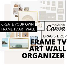 an advertisement for the frame tv and art wall organizer