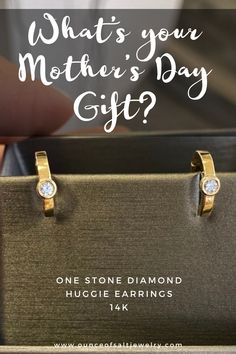 Show your love for Mom with this beautiful One Stone Diamond Huggie Earrings. This elegant piece is designed to sparkle and make Mom feel like the queen she really is. Available @#ounceofsaltjewelry. #mothersdaygift #mothersdayjewelry Elegant Hoop Earrings For Anniversary And Mother's Day, 14k White Gold Huggie Earrings As Gift, Gift Yellow Gold Hoop Earrings With Diamond Accents, Anniversary Diamond White Huggie Earrings, Yellow Gold Hoop Earrings With Diamond Accents For Gift, Diamond Huggie Earrings With Diamond Cut, Yellow Gold Huggie Jewelry With Single Diamond, Anniversary Huggie Earrings With Brilliant Cut Cubic Zirconia, Gold Sterling Silver Huggie Earrings With Single Diamond