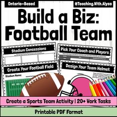 build a biz football team activity pack for kids to practice their skills with the printable