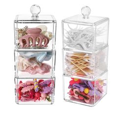 PRICES MAY VARY. 【KEEP NEAT & ORGANIZED】--- This 2-PACK hair accessories organizer keep your vanity, bathroom countertop or even office desk neat and tidy & well organized. Its great for storing girl's hair accessories like hair tie, headbands, bows, scrunchies, hair ties, styling clips, bobby-pins, clear no pull rubber bands, tweezers, mascara brushes; and also perfect for organizing your necklaces, bracelets, earrings, rings or other beauty products. No more looking for hair accessories, so in Jewellery Organizer Ideas, Hair Ties Organization, Hair Accessories Organization, Hair Tie Storage, Hair Accessories Organizer, Hair Tie Organizer, Hair Clip Organizer, Q Tip Holder, Clear Makeup Organizer