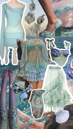 Mermaid Aesthetic Outfit, Ocean Outfits, Core Outfits, Mermaid Core, Mermaid Outfit, Look Retro, Mermaid Inspired, Aesthetic Outfit Ideas