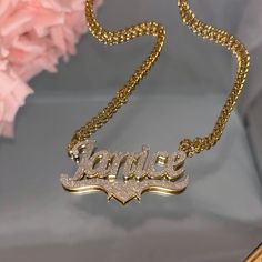 FREE US SHIPPING TODAY ONLY! •Starting under $50 this week only! Purchase multiple and save!! •Buy Now Pay Later with interest free installment payment options! Just choose the provider of your choice after adding your shipping info! This personalized beauty is the perfect accessory to compliment any style! Our stunning custom frosted unisex/womens name necklace will stand out in any room! Goes with every look and comes in Gold, Rose Gold or Silver! We have the best quality & the best prices for Quince Necklace, Custom Gold Jewelry, Quinceanera Jewelry, Charm Bracelets For Girls, Name Plate Necklace, Dope Jewelry Accessories, Necklace Length Guide, Stackable Jewelry, Expensive Jewelry Luxury