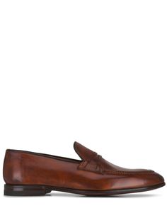 caramel brown calf leather smooth grain tonal stitching strap detailing almond toe slip-on style branded leather insole low stacked heel leather sole Loafers Brown, Balenciaga Track, Caramel Brown, Balenciaga Triple S, Summer Beach Wear, Derby Shoes, Athletic Sneakers, Espadrille Shoes, Party Shoes