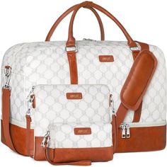 Size: Large Size Of Weekender Bag For Women: 21"L13"H9.5"W, Messenger Bag: 10"L9"W, Storage Bag: 7"L4.5"W, 2 Adjustable Straps Up To: 49"-54". The Weekender Duffle Bag Can Hold Necessities For 2-4 Days, A Largest 21.5" Laptop, Clothes, Pants, Footwear, Cosmetics, Toiletries, Electronic Equipment, Etc. Weekender Bag With Shoe Compartment: The Bottom Is A Waterproof Separated Compartment, You Can Take Shoes, Dirty Clothes, Wash Bags Or Other Things In It, Keep Them Clean And Tidy. The Set Comes Wi Carry On Tote, Pink Amazon, Travel Duffel Bag, Women Travel, Sports Travel, Travel Duffel, Women Sports, Gym Yoga, Overnight Bag