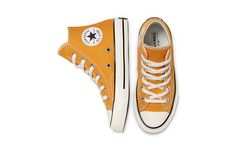 Converse Chuck Taylor All Star 1970s Toddler/Youth 368985C (SNKR/Big Kid/High Top) Vintage Yellow Sneakers For Streetwear, Vintage Yellow Sneakers With Round Toe, Trendy Yellow Converse Sneakers, Vintage Yellow High-top Sneakers, Converse Yellow, Yellow Kids, Patent Leather Oxfords, Run Star Hike, Shoes Converse