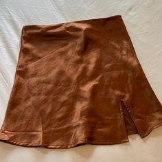 Brown Silk Mini Skirt New With Tags Size Small Casual Satin Lined Skirt, Casual Satin Skirt, Brown Mini Skirt For Festival, Elegant Brown Lined Mini Skirt, Light Brown Mini Skirt, Brown Cotton Mini Skirt, Brown Solid Color Mini Skirt, Silk Mini Skirt, Satin Mini Skirt