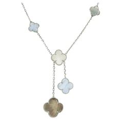 Van Cleef and Arpels White Gold Magic Alhambra 6 Motif Chalcedony Necklace For Sale at 1stDibs Gold Magic, Chalcedony Necklace, Van Cleef And Arpels, White Gold Necklace, White Gold Necklaces, Van Cleef Arpels, Four Leaf, Van Cleef, Leaf Clover