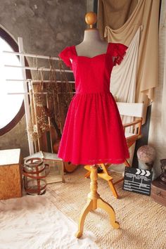 "*DHL shipping upgrade is available at check out process. Shipping part by DHL will take 3-6 days only. Production time may take around 2-3 weeks. If this is in rush you can convo us to make it sooner.:) A hot scarlet red color dress will make all eyes on you. The eyelet lace is pretty detail. Perfect on all occasion day sundress, semi formal party and bridesmaid DESIGN✄: -Ruffle straps design. -Sweetheart bust line. -Gathered full skirt shape. -Fully Lining. -Longer length (requestable) please Fitted Dress With Sweetheart Neckline For Valentine's Day, Red Sweetheart Neckline Dress For Valentine's Day, Cute Red Knee-length Dress, Red Fitted Mini Dress For Bridesmaid, Fitted Red Mini Dress For Bridesmaids, Red Mini Dress With Ruffles And Fitted Bodice, Red Short Sleeve Bridesmaid Dress, Cute Red Valentine's Day Dress, Lace Dress Bridesmaid