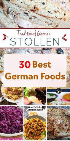 the cover of traditional german stollen, with pictures of different food items on it