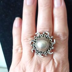 Vintage Mexico Sun Art Statement Sterling Ring.. Heavy. Nice Piece. #443 Artistic Silver Round Rings, Art Statement, Vintage Mexico, Statement Art, Sun Art, 925 Ring, Ring Color, Womens Jewelry Rings, Sterling Ring