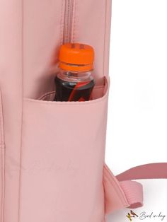 BirdinBag - Premium College Function Backpack: Large Capacity, Elegant Letter Patch Decoration & Doll Accessory Pink School Backpack With Water Bottle Pocket, Pink School Bag With Water Bottle Pocket, Pink Functional Study Backpack, Pink Backpack With Water Bottle Pocket, Back To School Backpack With Water Bottle Pocket, Pink Backpack With Water Bottle Pocket For Daily Use, Everyday Pink Bag With Water Bottle Pocket, Functional Student Bags With Water Bottle Pocket, Cartoon Bag