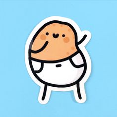 a sticker with an image of a smiling potato on it's face and arms