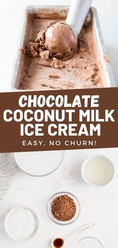 chocolate coconut milk ice cream in a pan