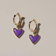 Purple Stone Sweetheart Huggies - Nickel & Suede Safety Pin Jewelry, Nickel And Suede, Sports Jewelry, Statement Earring, Charm Rings, Purple Stones, Threader Earrings, Pin Jewelry, Sunglasses Shop