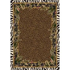 an animal print square scarf with zebra stripes and leaves on the border, featuring a leopard pattern