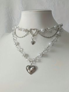 Fairy Core Necklace, Fairy Heart, Pixie Fairy, Diy Beaded Rings, Pearl Necklace Designs, Buckles Fashion, Silver Bracelets For Women