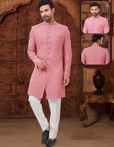 Pink Kurta Lucknowie Trouser Pink Kurta Pajama Men, Off White Dupatta, Pajama Men, Men's Kurta Pajama, White Dupatta, Kurta Pajama Men, Pink Kurta, Men's Kurta, Pink Bottom