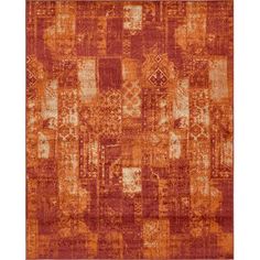 an orange and brown rug with many squares on it's sides, all in different colors