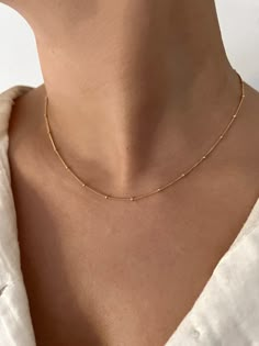 Listing is for one strand 14k gold filled chain necklace 16 inches Luxury Gold Station Necklace With Satellite Chain, Gold Necklace Chain Women, Simple Gold Chains For Women, Shein Jewellery, Simple Gold Chain Designs For Women, Simple Chains Gold, Pretty Jewellery Necklace, Simple Chain Designs Gold, Gold Chains For Women Design