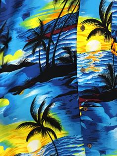 "-Description- >hand made colorful beach sunset print men's hawaiian shirt >button front >collared >open pocket on the front >small slits on the sides >size large >awesome print! >condition: excellent >color(s): multi >fabric(s): 100% polyester >brand: wuwatu >care: machine wash -Measurements- >size: large ✩ all measurements are taken with the item laying flat & some sizes are estimates so please check measurements ✩ chest: 48\" / 122cm length: 29.5\" / Palm Tree Island, Sunset Shirt, Hawaiian Summer, Hawaiian Sunset, Sunset Print, Vintage Hawaiian, Beach Shirt, Mens Hawaiian Shirts, Beach Shirts