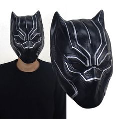 Get into the action with this ultra-realistic gothic black panther civil war mask for men. made with soft rubber latex, it's the perfect choice for goth-inspired costumes. get your own now! Latex Masks, Black Panther Superhero, Superhero Captain America, Masks Halloween, Halloween Party Costume, Black Cosplay, Cosplay Mask, Party Sale, Animal Masks