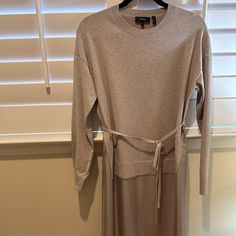 Minimal Wear Spring Workwear Maxi Dress With Side Slits, Long Sleeve Maxi Dress With Side Slits, Casual Long Sleeve Dresses With Side Slits, Midi Maxi Dress With Side Slits For Daywear, Midi Dress With Side Slits For Day Wear, Long Midi Dress With Side Slits For Daywear, Long Sleeve Dress With Side Slits For Work, Chic Long Midi Dress For Loungewear, Fall Workwear Midi Dress With Side Slits