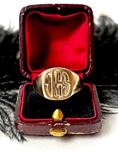 Vintage 14g Gold Signet ring with Initials JGS. This ring has a square shape, it is hefty and has the initials JGS engraved. It is hallmarked 14k. The face of the ring measures 14 by 13mm.  US size: 9 (it can be resized upon request) Weight: 11.6 grams Good antique conditions. Thank you for visiting Boudoir Vintage!   Please feel free to contact me for further information or photos.  I offer international shipping. Your item will be packed with extreme care and will be shipped within 3-5 working days. If you are dissatisfied with your item, please feel free to contact me and would be happy to assist.  If you are interested in paying in installments or reserve an item, please send me an inquiry. To continue visiting my shop, please visit  https://www.etsy.com/shop/BoudoirVintageBijoux/ FOLL Classic Hallmarked Signet Ring For Collectors, Classic Hallmarked Signet Ring Collectible, Classic Engraved Ring With Hallmarks, Classic Gold Initial Ring Collectible, Classic Rectangular Signet Ring Collectible, 14k Gold Engraved Ring With Initials For Collectors, Antique Signet Ring With Initials For Formal Events, Classic Rectangular Collectible Signet Ring, Antique Initial Ring In 14k Gold