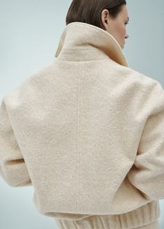 Oversized bomber jacket - Women | Mango USA Versatile Funnel Neck Outerwear For Fall, Versatile Funnel Neck Fall Outerwear, Chic Funnel Neck Outerwear For Work, Chic Outerwear For Work With Ribbed Cuffs, Beige Turtleneck Outerwear For Work, Chic Beige Outerwear With Ribbed Cuffs, Chic Turtleneck Outerwear With Ribbed Cuffs, Chic Turtleneck Outerwear For Work, Workwear Turtleneck Outerwear With Ribbed Cuffs