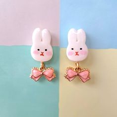 A pair of fancy earrings, in the shape of a white rabbit 🐰 Made from lightweight self-hardening clay and resin. Comes with bow charms 🎀 For big and small! 💝 Clay And Resin, Rabbit Earrings, Rabbit Charm, Fancy Earrings, Big And Small, White Rabbit, Etsy Earrings, Accessory Gift, Charms