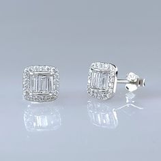 Brand New Women's Square Silver Diamond Stud Earrings Solid 925 Sterling Silver (Stamped) Genuine 2ct Lab Created Diamonds .3" X 7.5mm Retail Price $300 Buy With Confidence From A Top Rated Seller W/ A 99%+ Feedback Rating! *Also Available In Gold A0284 (Id-1355) Classic Cubic Zirconia Earrings Stamped 925, Square Stud Earrings, Square Earrings Studs, Square Stud, Diamond Stud Earrings, Diamond Stud, Lab Created Diamonds, Silver Diamonds, Diamond Earrings Studs